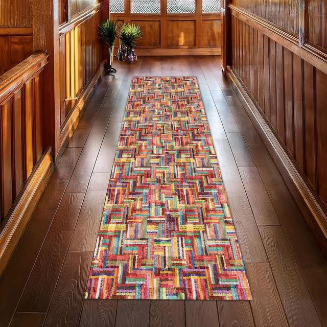 Bohemianischer Läuferteppich von Lodestar in Grün Multicolor im Vintage-Design, B/T/H: 50 x 150 cm - Bild 1
