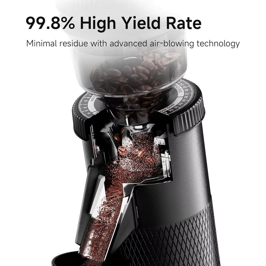 HIBREW G5 Elektrische Kaffeemühle mit konischen Mahlscheiben, Single Dosing, magnetischem Dosierbehälter und 36 Mahlgraden in Schwarz - Bild 4