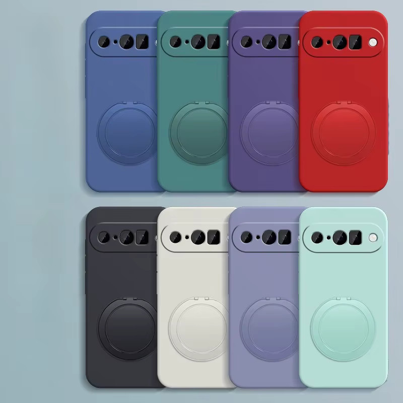 Magnetische Silikonhülle für Google Pixel 10, 9, 8, 7, 6 Pro XL mit 360 Grad drehbarer Halterung in Schwarz und Weiß - Bild 2