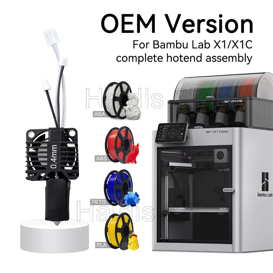 Bambu Lab Hotend Kit mit Lüfter und 0,4mm gehärteter Stahl Düse für P1 P1S P1P und X1 X1C 3D Drucker in Schwarz - Bild 3