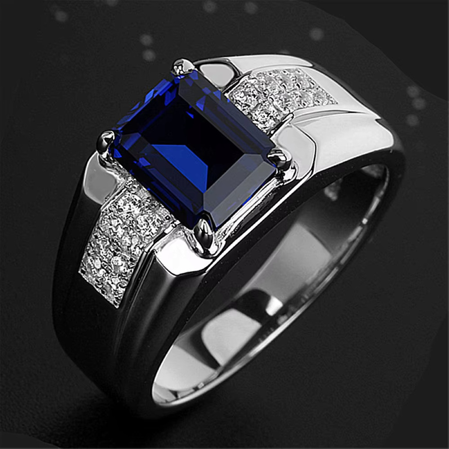 Ring CXQNEWA, Kupfer, Platin überzogen, Zirkonia, Herren - Bild 2