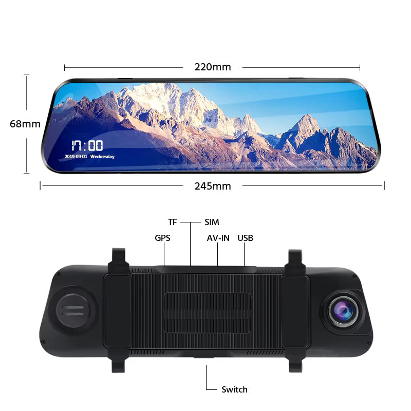 E-ACE Auto Dash Cam mit 10 Zoll Android Display, FHD 1080P Video Recorder, 4G Streaming und ADAS Funktion, Schwarz - Bild 6