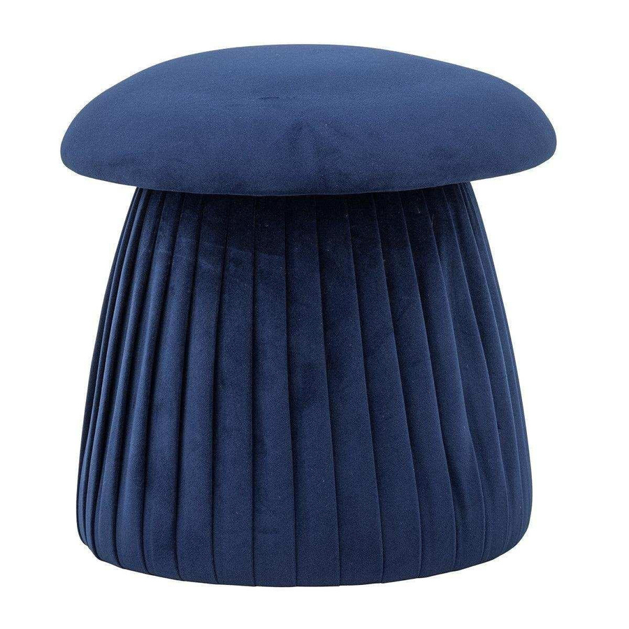 Bloomingville Pouf Roberta Polsterhocker aus Samt in Blau, Durchmesser: 45 cm - Bild 1