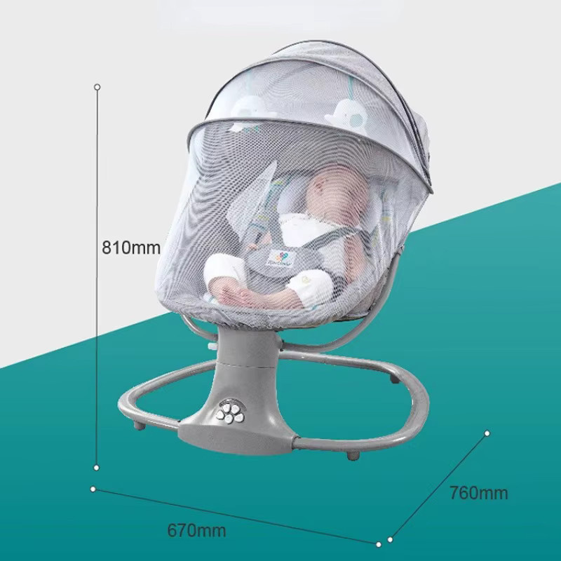 Elektrischer Baby Schaukelstuhl mit Fernbedienung und intelligenter Steuerung für Neugeborene bis 3 Jahre, Grau - Bild 2