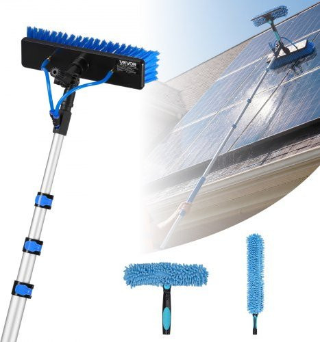 VEVOR Solar Panel Cleaning Kit mit 6,06 m Teleskopstange aus Aluminium, Reinigungsbürste mit 180 Grad drehbarem Kopf und Seifenspender für Solarmodule und Fenster - Bild 1