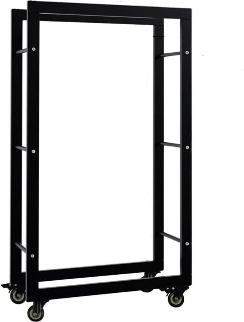 DELUKE Kaminholzregal aus Metall mit Rollen in Schwarz, B/T/H: 60 x 25 x 100 cm - Bild 1