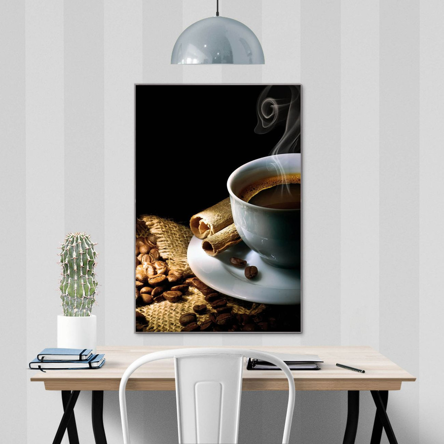 Banjado Glas Magnettafel Motiv Hot Coffee, rahmenlos, Hochformat, B: 40 cm, H: 60 cm, mehrfarbig - Bild 1