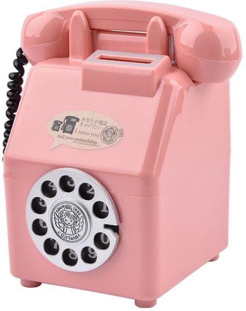 CDzhuchuan Retro-Telefon Sparschwein Plastik, Pink - Bild 1