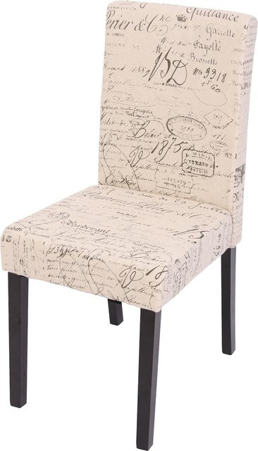 MCW Esszimmerstuhl Littau mit Schriftzug in Creme und dunklen Beinen aus Stoff - Bild 1
