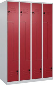 C+P Z-Spind Classic PLUS Spind mit 8 Fächern und Garderobenstange, Farbe Grau/Rot, H x B x T: 185 x 120 x 50 cm - Bild 1