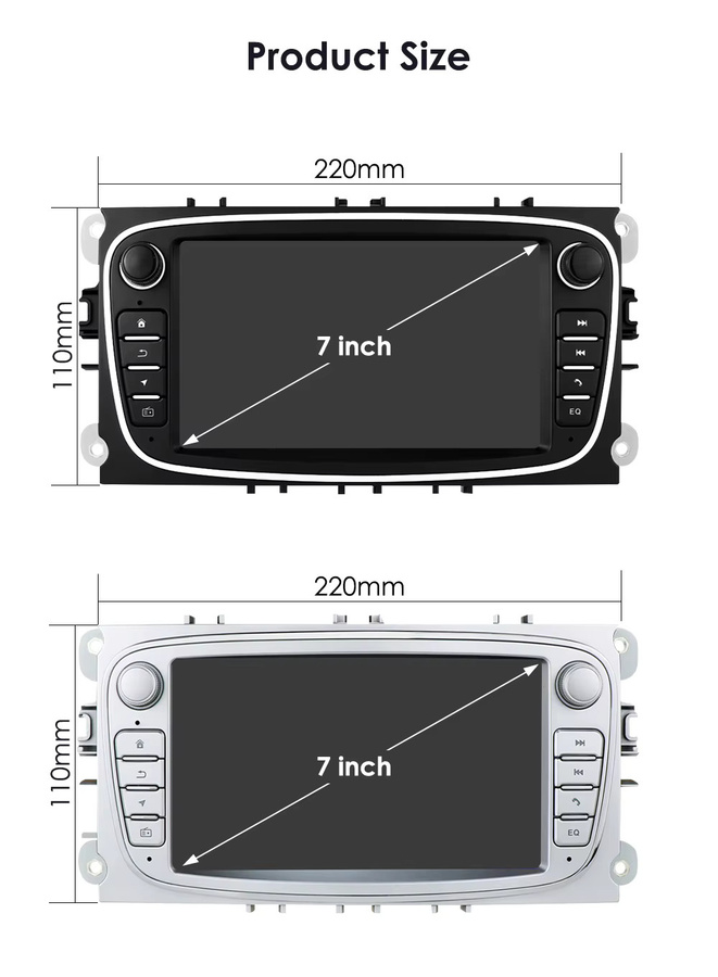 Hizpo Android All-in-One-Stereo Autoradio mit 7 Zoll Display für Ford Focus S-Max Mondeo Galaxy C-Max Kuga, 8 Core, 4G und WiFi, Schwarz - Bild 3