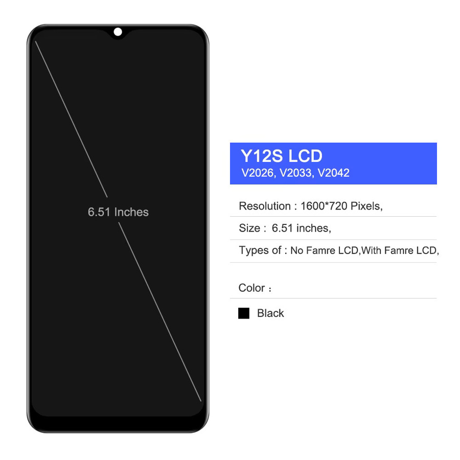 Vivo Y12s Ersatz LCD-Display mit Touchscreen in Schwarz, 6.51 Zoll - Bild 3