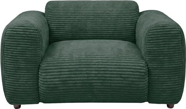 Maison Céphy Sessel Pogni mit gerader Rückenlehne in Grün aus Cord-Samt, Breite: 130 cm - Bild 1
