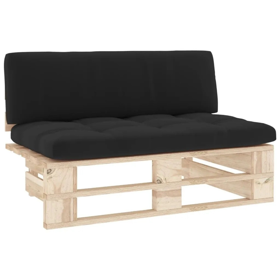 vidaXL Outdoor-Mittelsofa aus imprägniertem Kiefernholz mit schwarzen Polstern für Garten und Terrasse - Bild 2