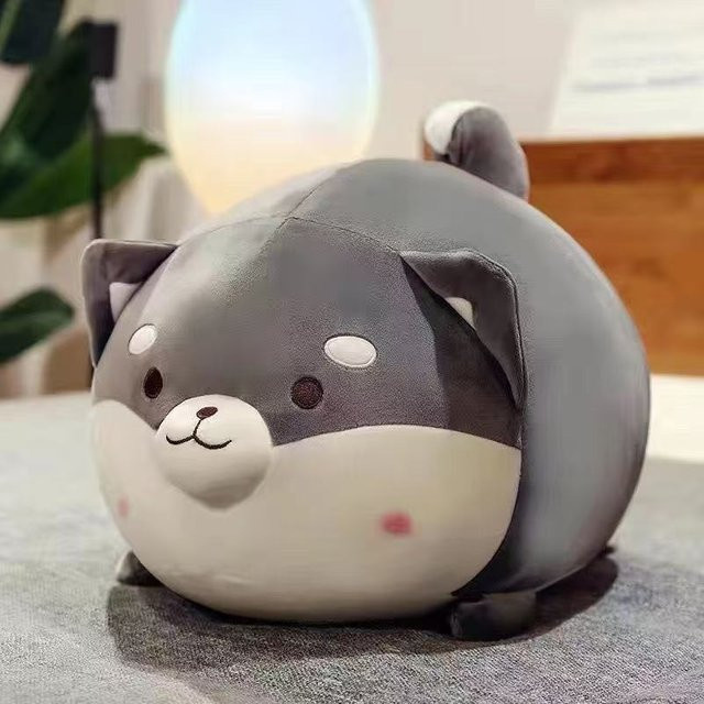 Yiran toy Shiba Inu Kissen Plüschtier, Braun Grau, 40cm, ab 3 Jahre - Bild 1