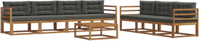 vidaXL Outdoor-Sofagarnitur aus Akazienholz mit Kissen, 8-teiliges Set in Anthrazit und Natur - Bild 1