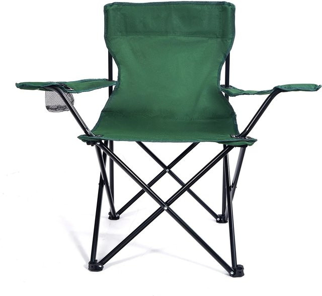 24Move Campingstuhl Grün mit Getränkehalter und Tragetasche aus Polyester und Stahlrohr - Bild 1