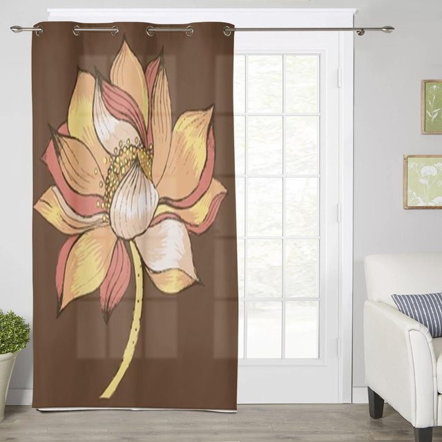 Super Six Fenstervorhang mit abstraktem Linien-Farbverlauf in Rosa und Braun, semi-transparentes Dekovorhänge aus Polyester für Wohnzimmer, Schlafzimmer oder Küche, Breite: 135 cm, Höhe: 60 cm - Bild 1