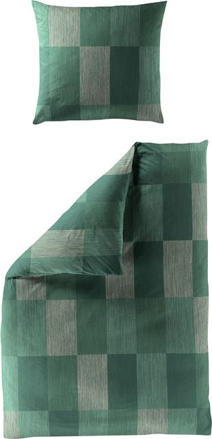 Bierbaum Bettwäsche Biber Flanell Grün Kariert mit Kissenbezug B/H: 135 x 200 cm und 80 x 80 cm - Bild 1