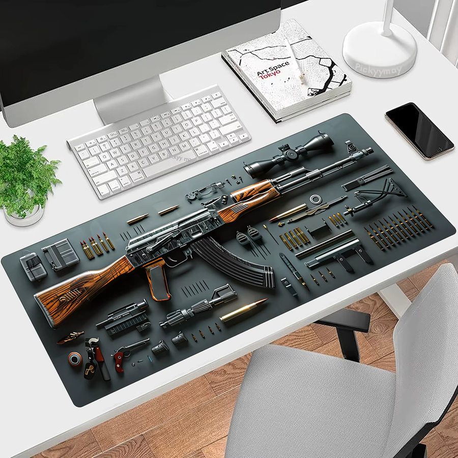 XGZ Gaming Mauspad mit Schusswaffen-Design und rutschfester Gummiunterseite - Bild 3
