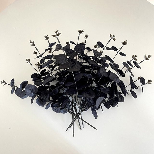 Joy-enlife Künstliche Eukalyptus-Stiele in Schwarz für Halloween-Dekoration und Tischdekoration - Bild 1