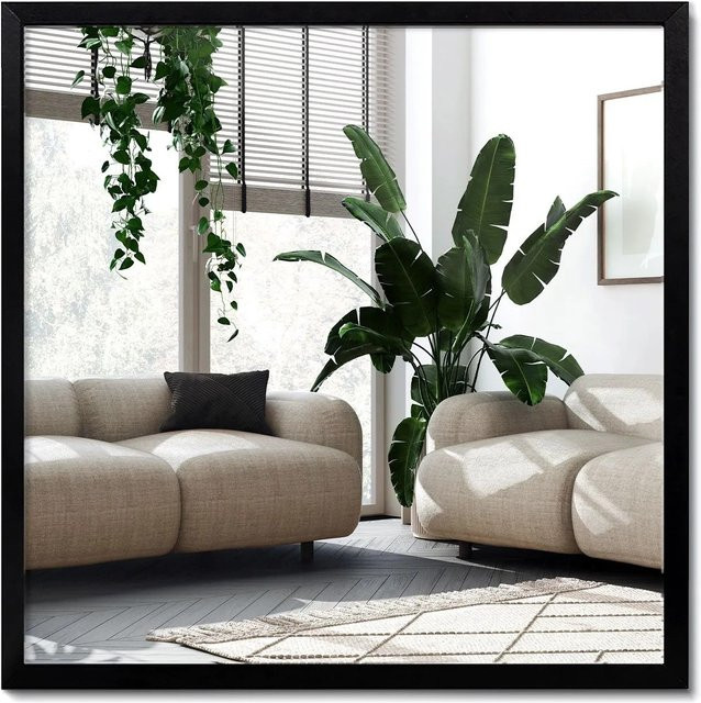 Wallfluent Spiegel Rechteckig im Loft Style mit schwarzem MDF-Holzrahmen, B/H: 50 x 50 cm - Bild 1