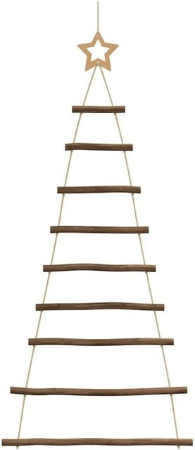 vidaXL Set aus 2 hängenden Weihnachtsbäumen mit Spitzensternen aus Naturzweigen, Höhe: 120 cm, Breite: 55 cm - Bild 1