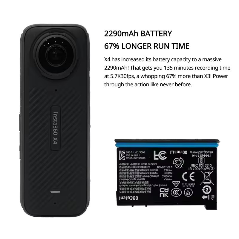 Insta360 X4 360 Grad Action-Kamera in Schwarz mit 8K-Videoauflösung und wasserdichtem Gehäuse - Bild 3