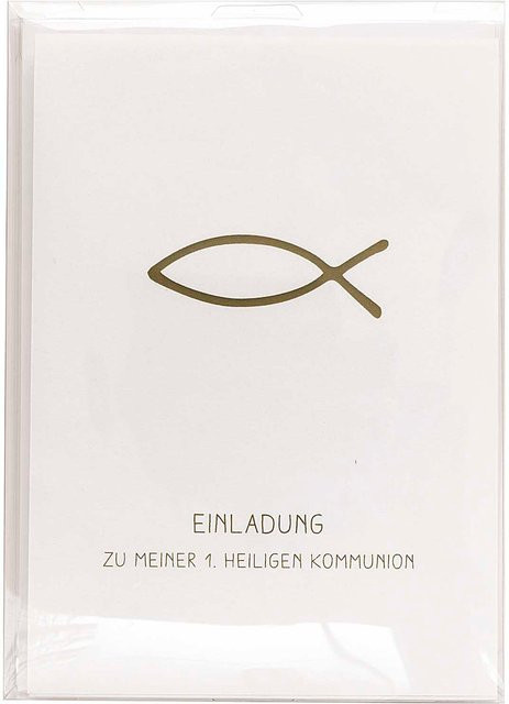 Rico Design Paper Poetry Kartenset Einladung Kommunion in Puder, Grau und Weiß - Bild 1