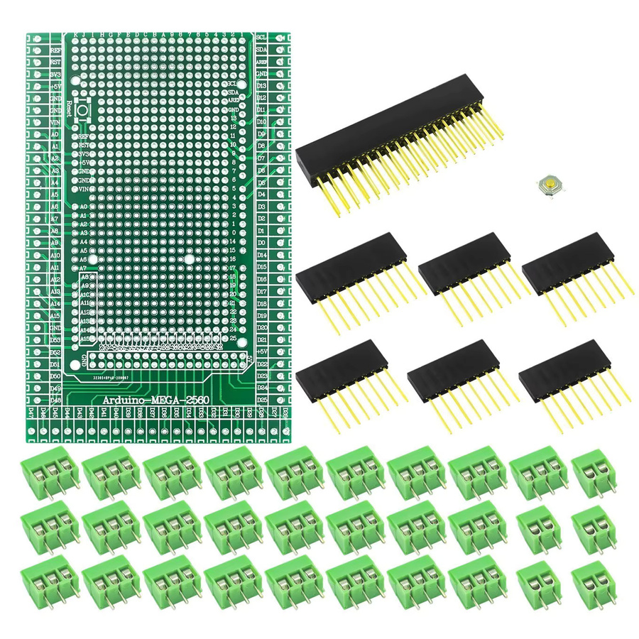 PENGHEKEJI Doppelseitiges PCB-Prototyp-Schraubklemmenblock-Kit für Arduino Mega 2560 / Mega 2560 R3, Grün - Bild 2