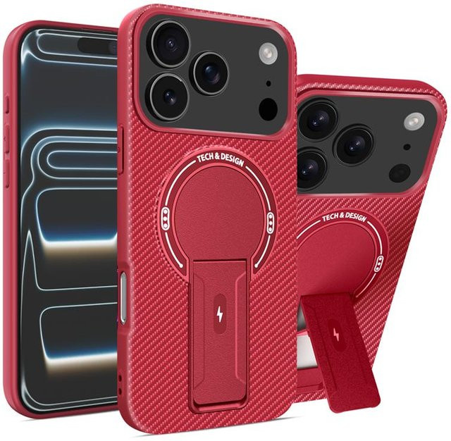 Apple iPhone Hülle aus Kohlefaser in Rot, weiche Schutzhülle kompatibel mit iPhone 17 16 15 14 13 12 11 Pro Max Plus und unterstützt kabelloses Laden - Bild 1