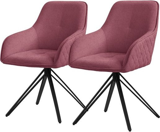 ML-Design Esszimmerstuhl 2er Set drehbar in Altrosa mit Armlehnen aus Textil Webstoff und Metall - Bild 1