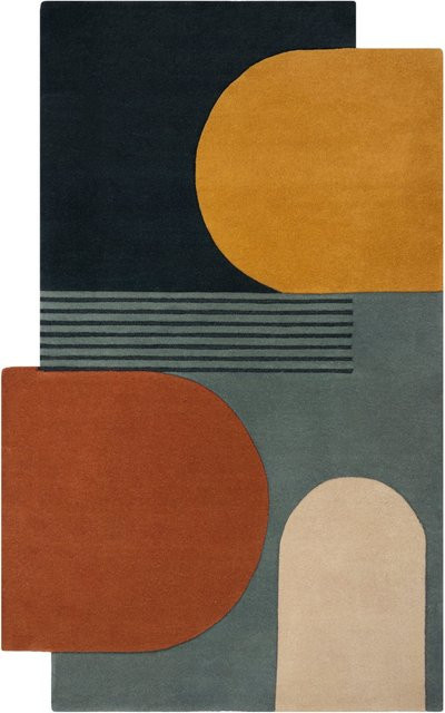 Wollteppich Kurzflor Kadima Design HALLEIN Color-Block-Collage Bunt B/T: 150 x 240 cm - Bild 1