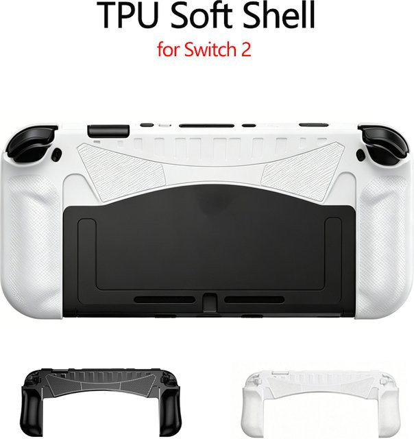 DIXSG TPU Schutzhülle für Switch 2 in Weiß mit ergonomischem gebogenem Griff, sturzsicher und kratzfest - Bild 1