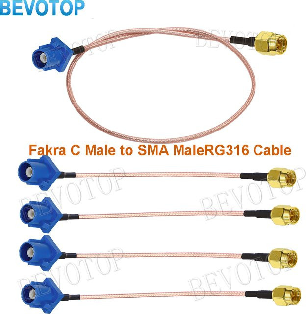 BEVOTOP GPS Antennen Verlängerungskabel Fakra C auf SMA Stecker RG316 Jumper Multicolour - Bild 1