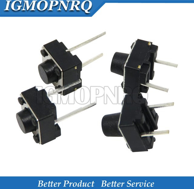 pumuddsy Tactile Push Button Switch 2PIN Micro Schalter, Farbe: Schwarz, B/T/H: 6 x 6 x 4,3 mm bis 7 mm - Bild 1