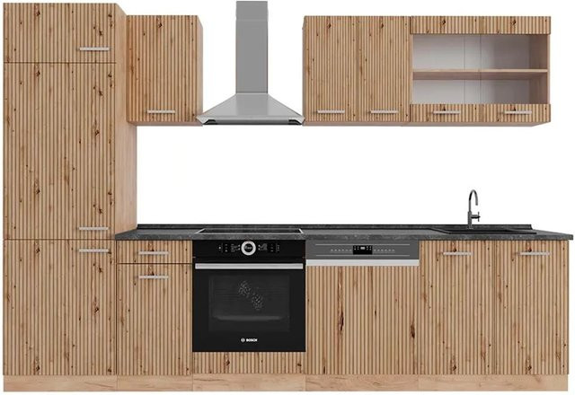 Vicco R-Line Küchenzeile Artisan-Eiche und Goldkraft Eiche in Anthrazit, Breite: 300 cm, Höhe: 207 cm, Tiefe: 60 cm - Bild 1