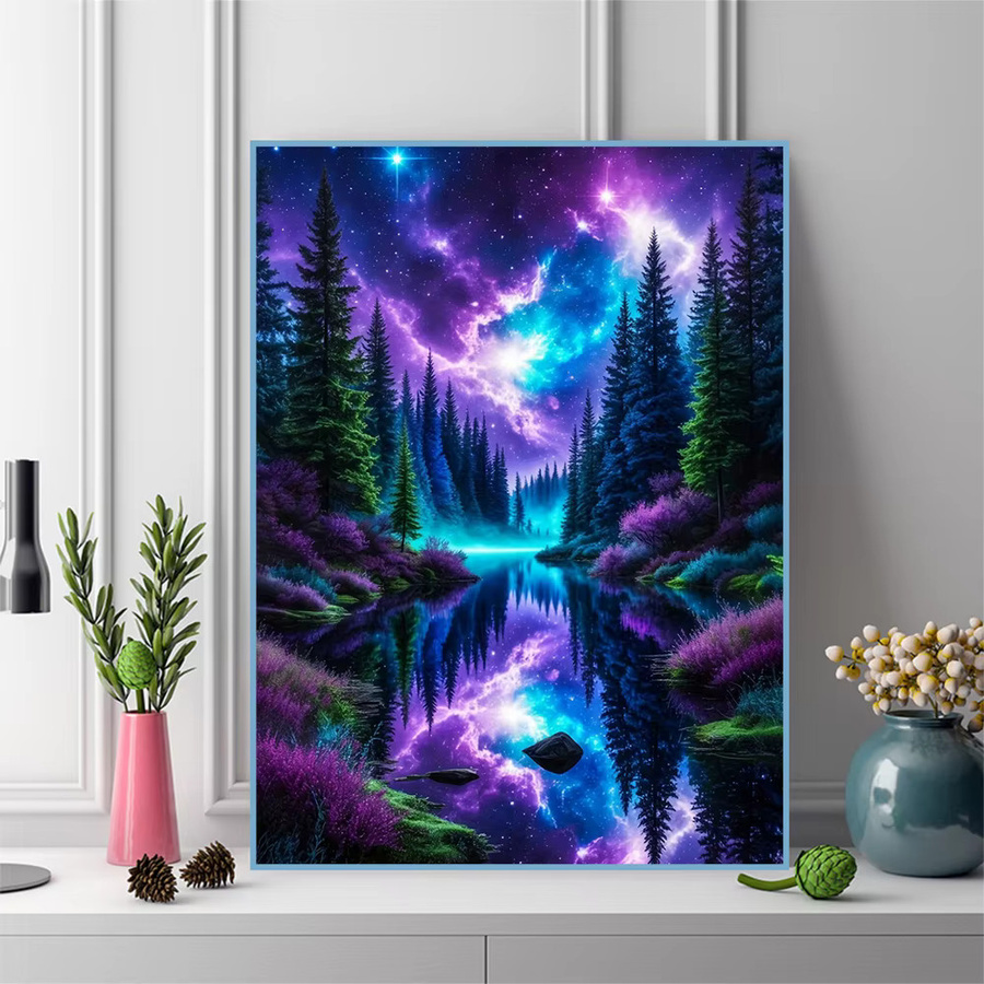 Evershine Diamant-Stickerei Aurora Kreuzstich-Set mit Landschaftsmotiv in Mehrfarbig, B/H: 30,0 x 20,0 cm - Bild 3