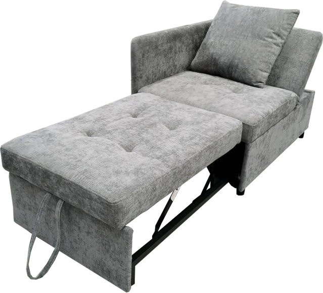 Merax 3in1 Schlafsofa aus Leinen mit verstellbarer Rückenlehne in Grau - Bild 1