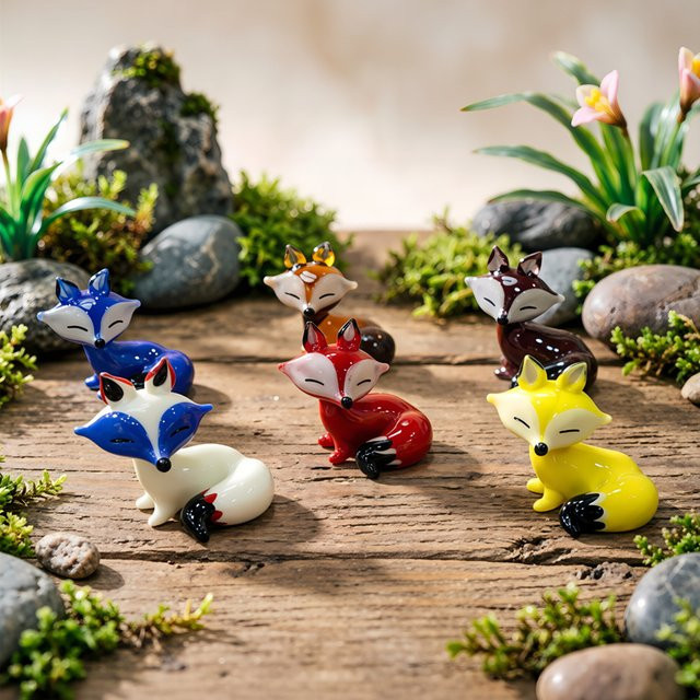 Handgemachte Glasfuchs Miniatur Figur als dekoratives Tierornament für dein Bücherregal oder den Schreibtisch - Bild 1