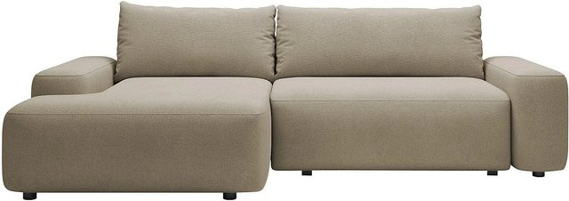 Vente-unique Schlafsofa Daviso in L-Form mit Schlaffunktion, Farbe Taupe/Beige, Stoffbezug - Bild 1