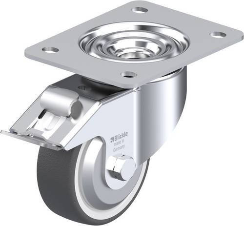 Blickle Lenkrolle LK-POTH 100KA-3-FI-FA mit Feststeller, Rad-Durchmesser: 100 mm, Tragfähigkeit: 300 kg, Farbe: Silber - Bild 1