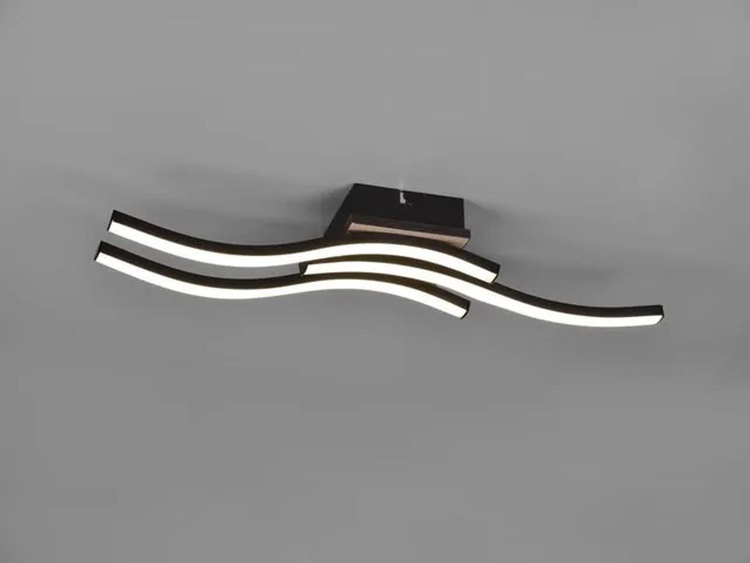 Reality Leuchten LED Deckenleuchte Route Flach Schwarz, 3-flammig, Warmweiß, Breite: 56 cm - Bild 1