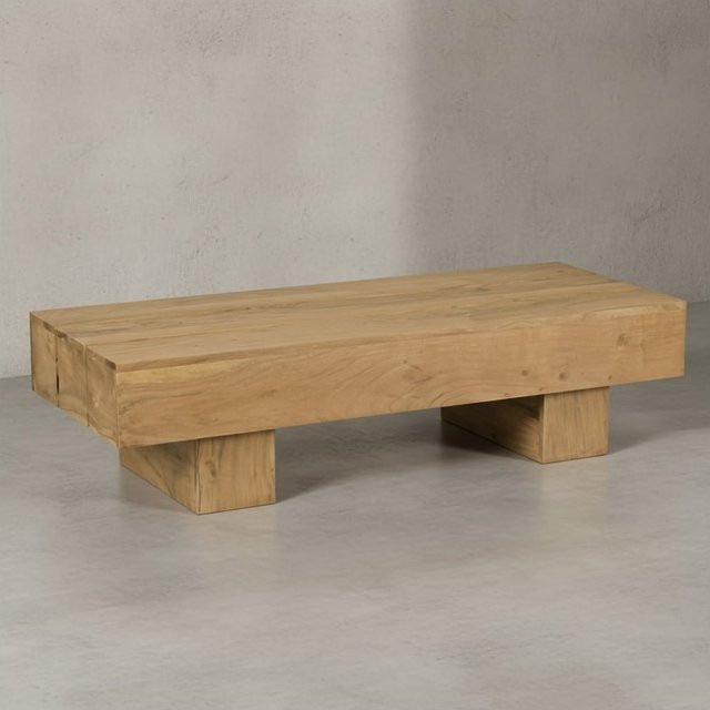 KADIMA DESIGN Massivholz Couchtisch SAAR aus Akazien- und Sheeshamholz in Braun, B/T: 120 x 45 cm - Bild 1