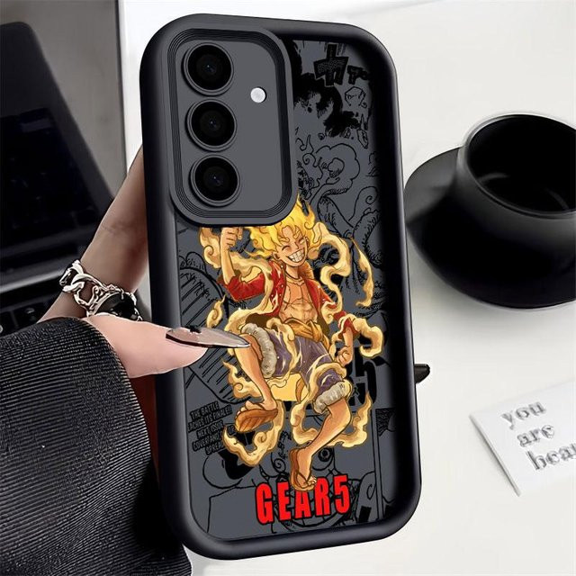 One Piece Nika Handyhülle für Samsung Galaxy S26 S25 S24 S23 S21 S20 Ultra FE Monkey D. Luffy Sonnengott Design in Schwarz - Bild 1