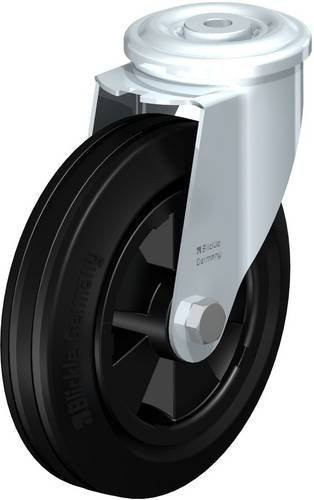Blickle LER-VPP 180R Lenkrolle in Schwarz mit galvanisiertem Stahl und Kunststoff, Rad-Durchmesser: 180 mm, Tragfähigkeit: 170 kg - Bild 1