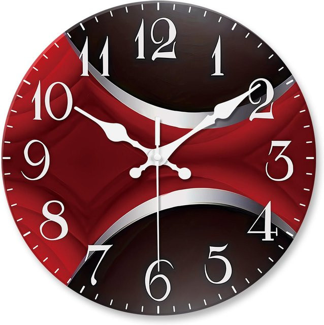 Abstrakte Wanduhr aus Glas in Schwarz mit asymmetrischem Muster, Durchmesser: 30,48 cm - Bild 1