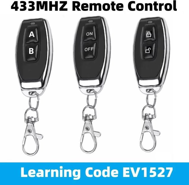 Szaoju 433MHz RF Fernbedienung mit Lernfunktion und EV1527 Lerncode in Schwarz für Smart Home, Garagentor, Tor und Alarmanlagen - Bild 1