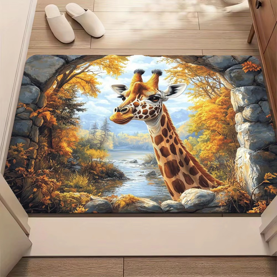VIKAMA Fußmatte Giraffe Autumn Leaf, rutschfest und ultraweich, maschinenwaschbarer Teppich für Innen- und Außenbereiche - Bild 2