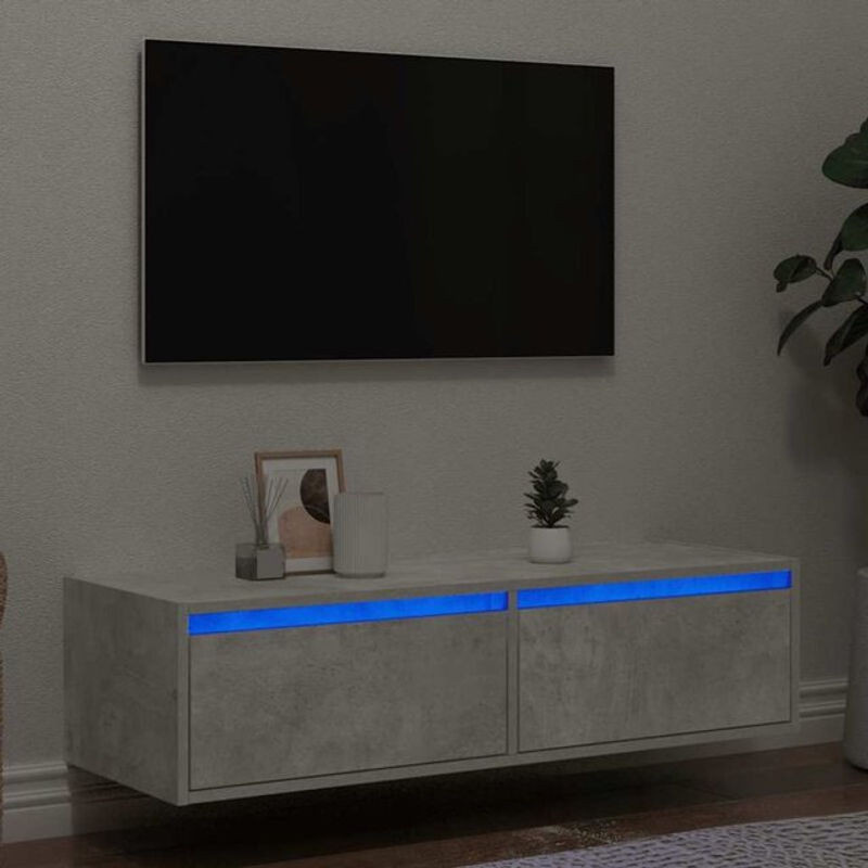 vidaxl TV-Schrank mit LED-Leuchten in Grau, Modernes Design, B/T/H: 100 x 35,5 x 25 cm - Bild 1